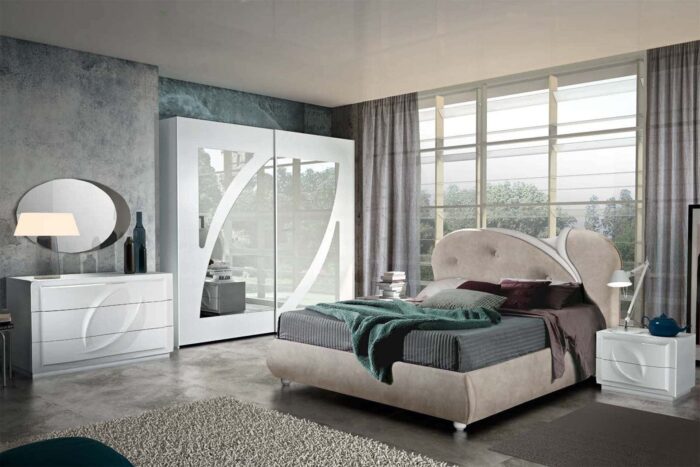 Camera da letto contemporanea bianca